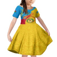 Torba Day Family Matching Mermaid Dress and Hawaiian Shirt Sand Drawing Vanuatuan Pattern LT05 Daughter's Dress Yellow - Polynesian Pride