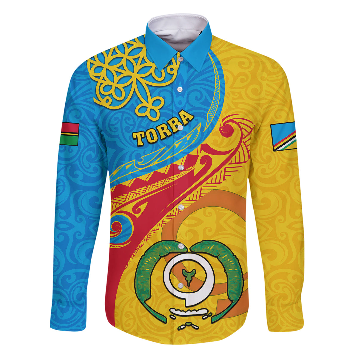 Torba Day Family Matching Mermaid Dress and Hawaiian Shirt Sand Drawing Vanuatuan Pattern LT05 Dad's Shirt - Long Sleeve Yellow - Polynesian Pride