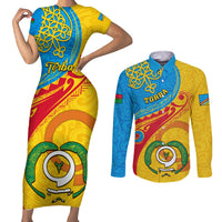 personalized-torba-day-couples-matching-short-sleeve-bodycon-dress-and-long-sleeve-button-shirts-sand-drawing-vanuatuan-pattern