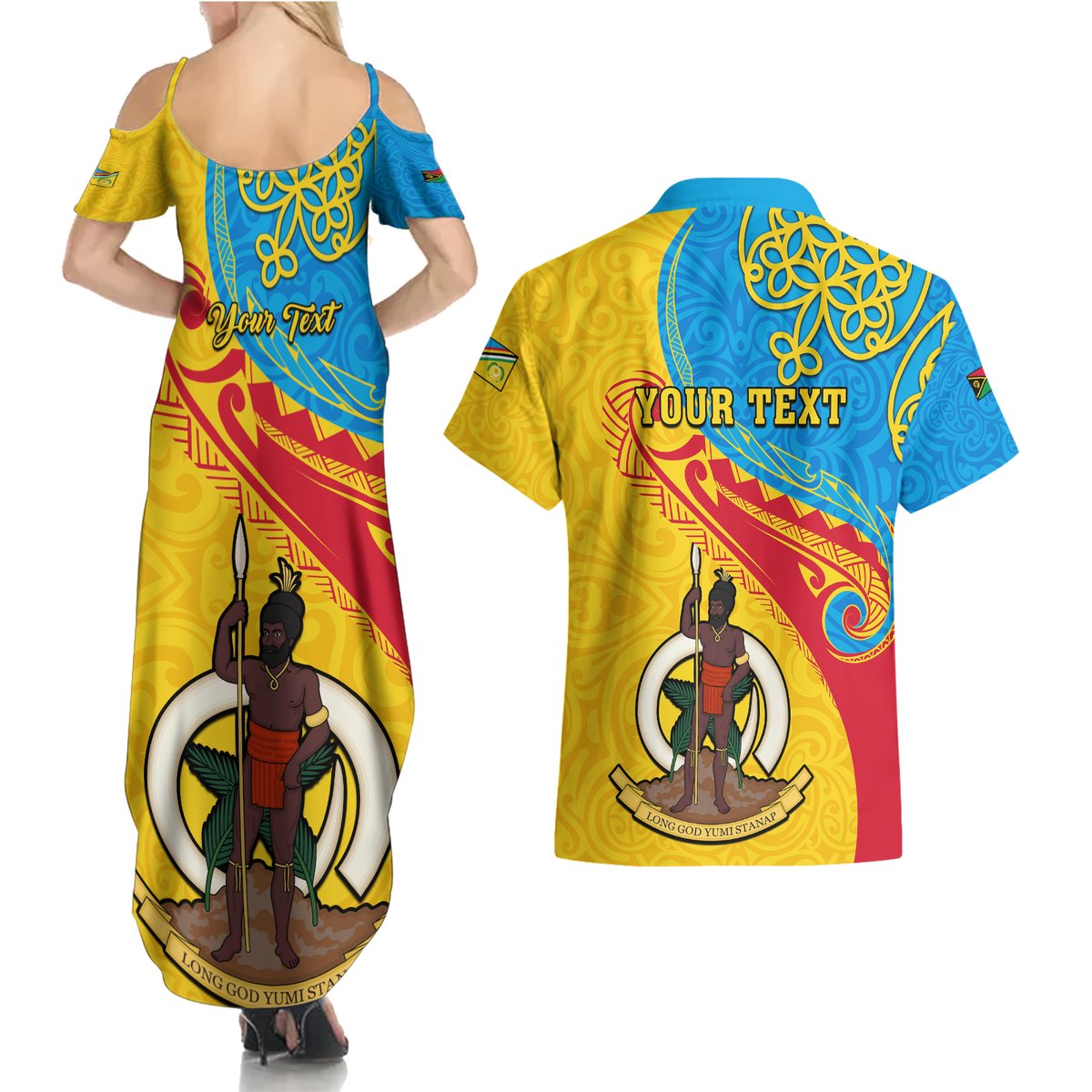 personalized-torba-day-couples-matching-summer-maxi-dress-and-hawaiian-shirt-sand-drawing-vanuatuan-pattern