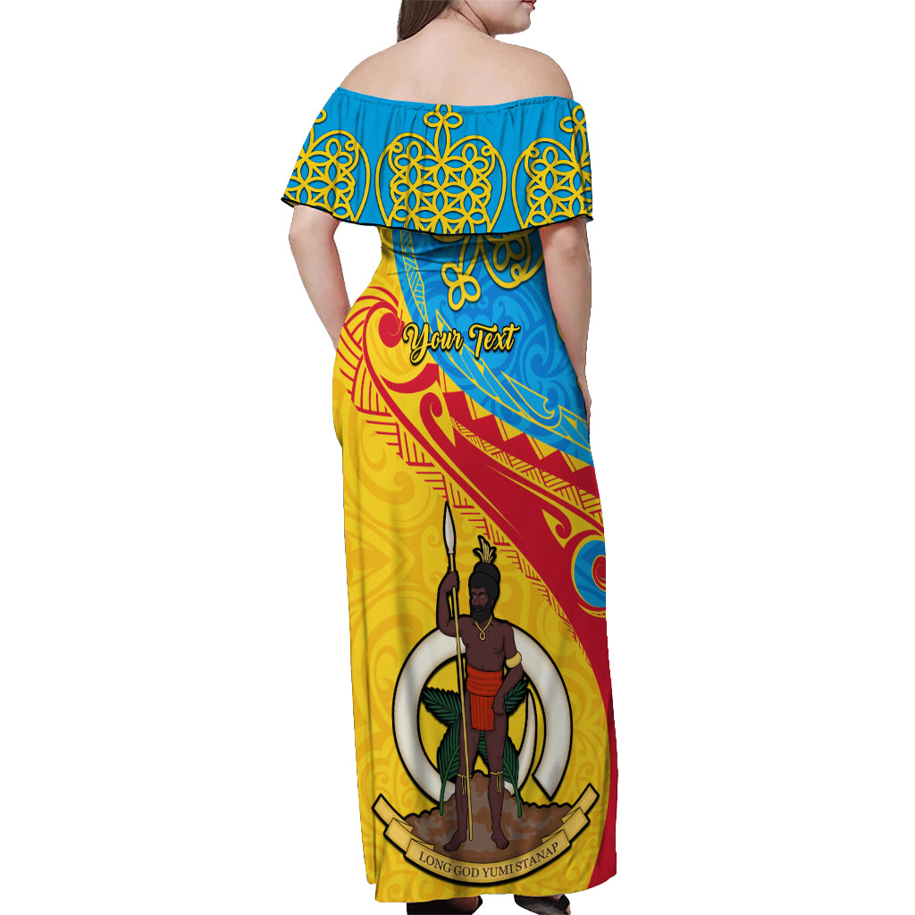 Personalized Torba Day Off Shoulder Maxi Dress Sand Drawing Vanuatuan Pattern LT05 - Polynesian Pride
