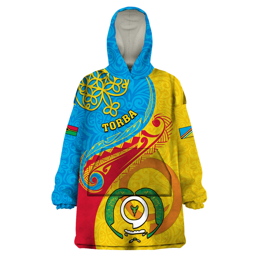 Personalized Torba Day Wearable Blanket Hoodie Sand Drawing Vanuatuan Pattern LT05 One Size Yellow - Polynesian Pride