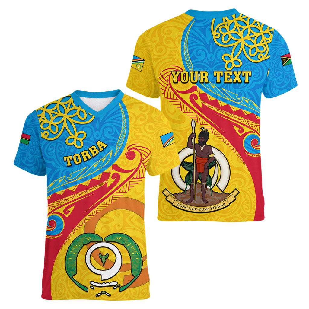 personalized-torba-day-women-v-neck-t-shirt-sand-drawing-vanuatuan-pattern