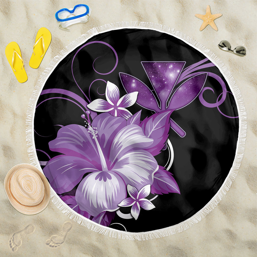 Hawaii Makahiki Kanaka Maoli Beach Blanket Purple Hibiscus Floral Vibes LT05 One Size 150cm Purple - Polynesian Pride