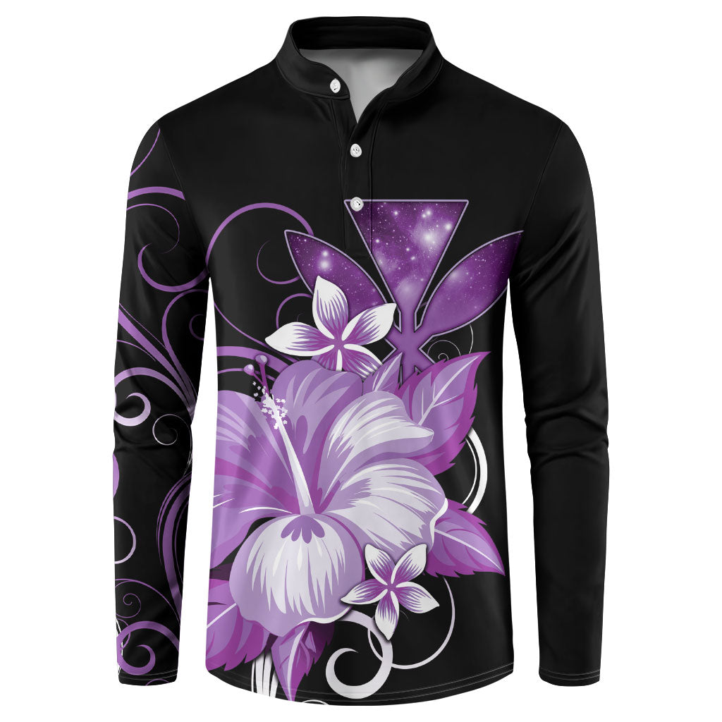 Hawaii Makahiki Kanaka Maoli Button Sweatshirt Purple Hibiscus Floral Vibes