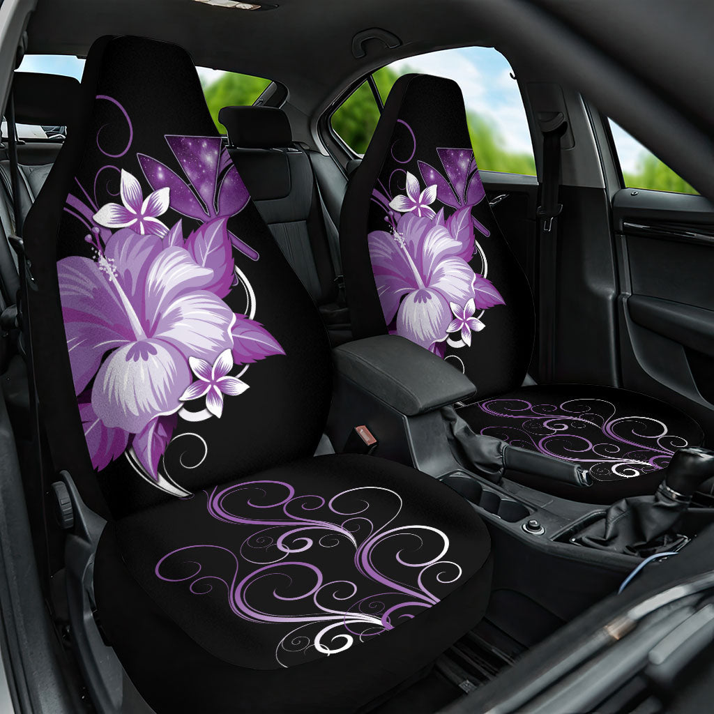 Hawaii Makahiki Kanaka Maoli Car Seat Cover Purple Hibiscus Floral Vibes