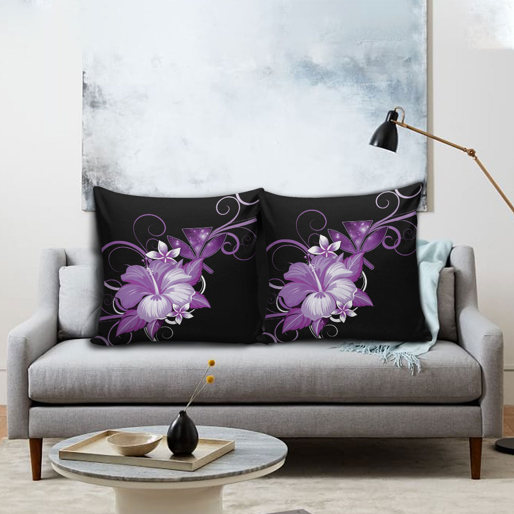 Hawaii Makahiki Kanaka Maoli Pillow Cover Purple Hibiscus Floral Vibes LT05 - Polynesian Pride