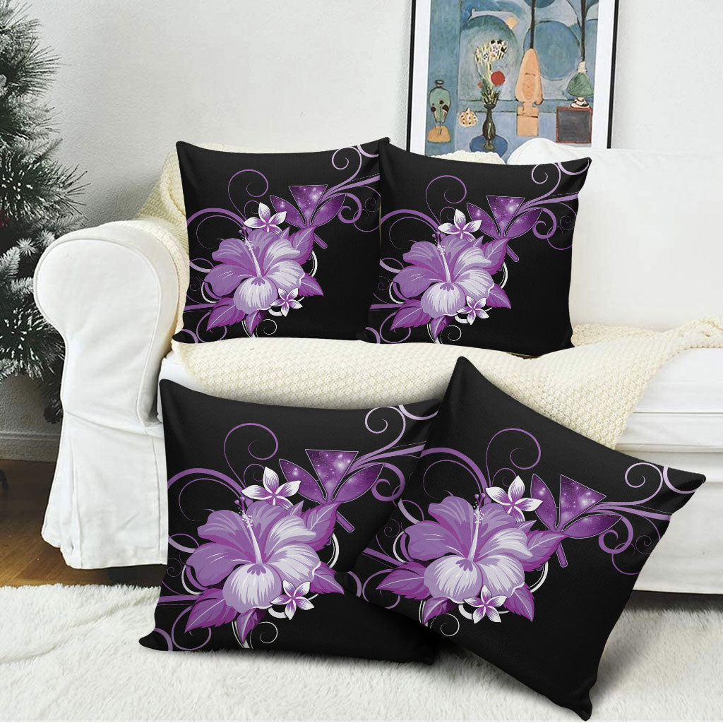 Hawaii Makahiki Kanaka Maoli Pillow Cover Purple Hibiscus Floral Vibes LT05 - Polynesian Pride