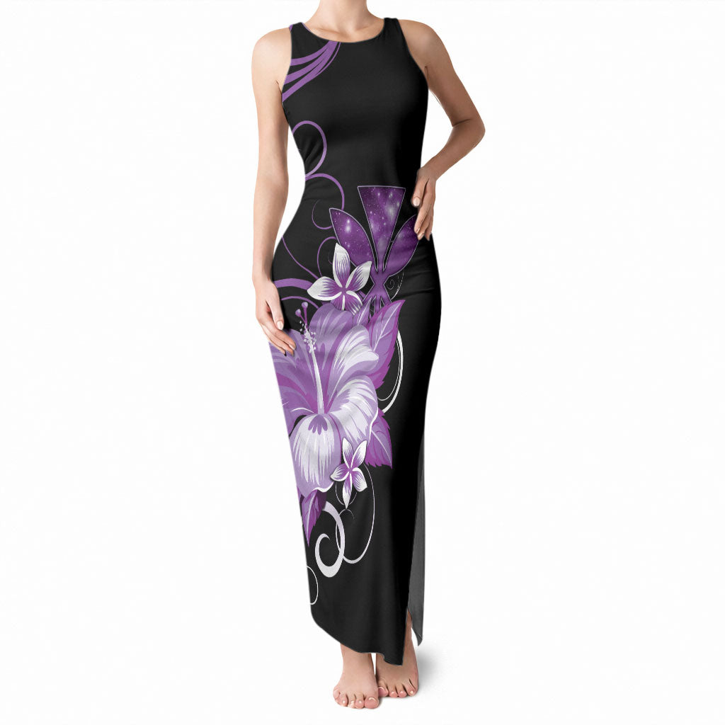 Hawaii Makahiki Kanaka Maoli Tank Maxi Dress Purple Hibiscus Floral Vibes LT05 Women Purple - Polynesian Pride