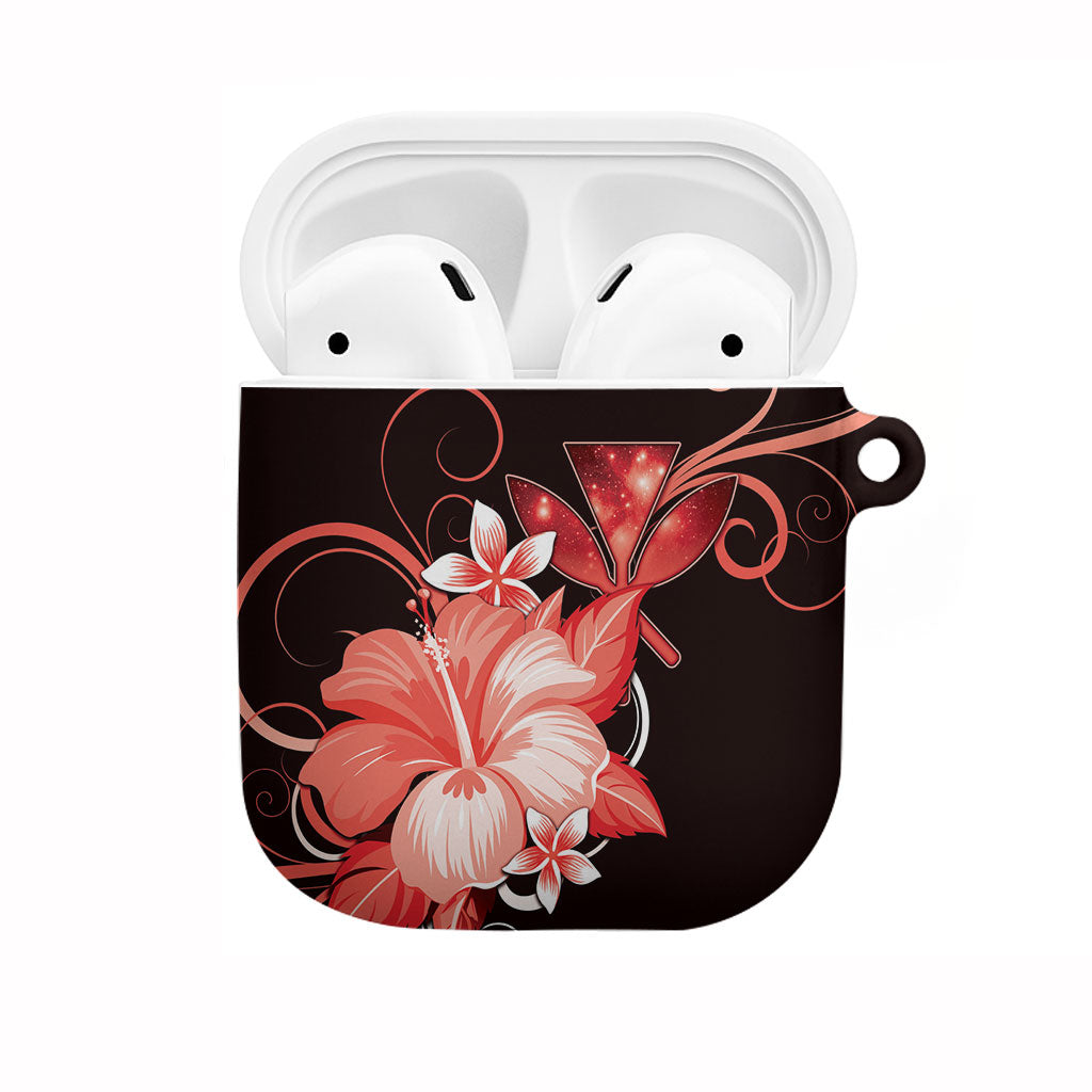 Hawaii Makahiki Kanaka Maoli AirPods Case Red Hibiscus Floral Vibes LT05 Red - Polynesian Pride