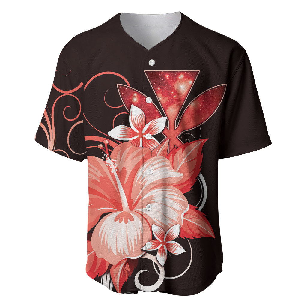 Hawaii Makahiki Kanaka Maoli Baseball Jersey Red Hibiscus Floral Vibes LT05 Red - Polynesian Pride