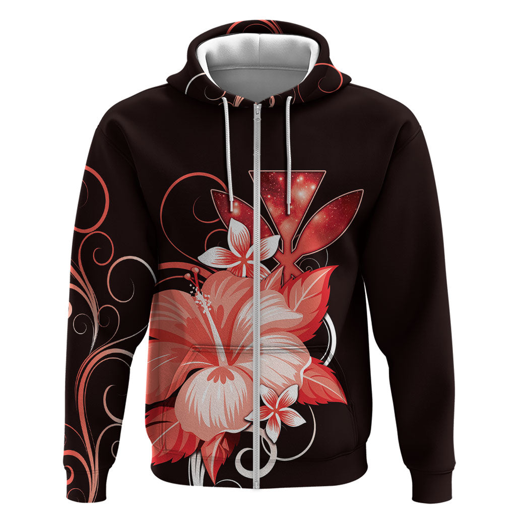 Hawaii Makahiki Kanaka Maoli Hoodie Red Hibiscus Floral Vibes LT05 Zip Hoodie Red - Polynesian Pride