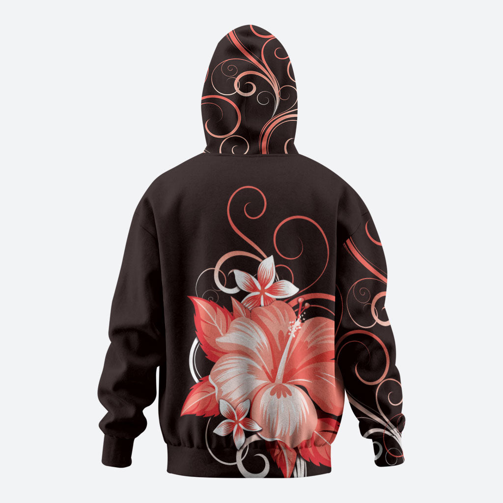 Hawaii Makahiki Kanaka Maoli Hoodie Red Hibiscus Floral Vibes LT05 - Polynesian Pride