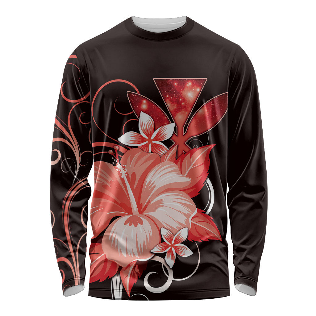 Hawaii Makahiki Kanaka Maoli Long Sleeve Shirt Red Hibiscus Floral Vibes LT05 Unisex Red - Polynesian Pride