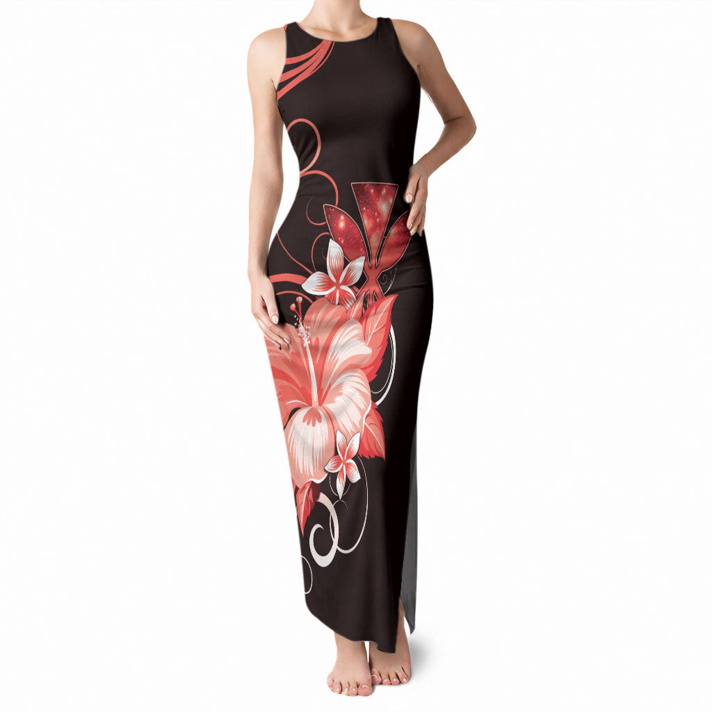 Hawaii Makahiki Kanaka Maoli Tank Maxi Dress Red Hibiscus Floral Vibes LT05 Women Red - Polynesian Pride
