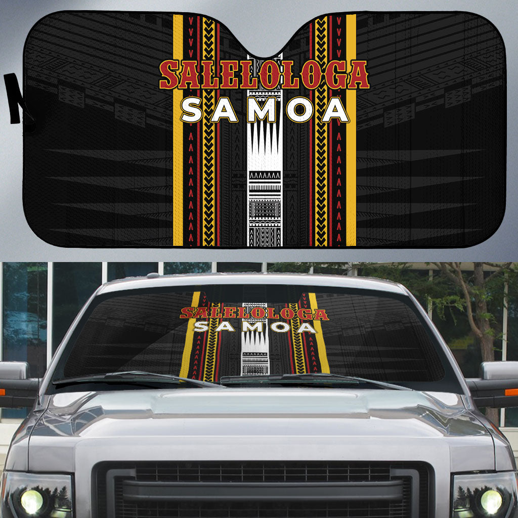 Salelologa Samoa Auto Sun Shade Samoan Tribal Pattern LT05 Black - Polynesian Pride