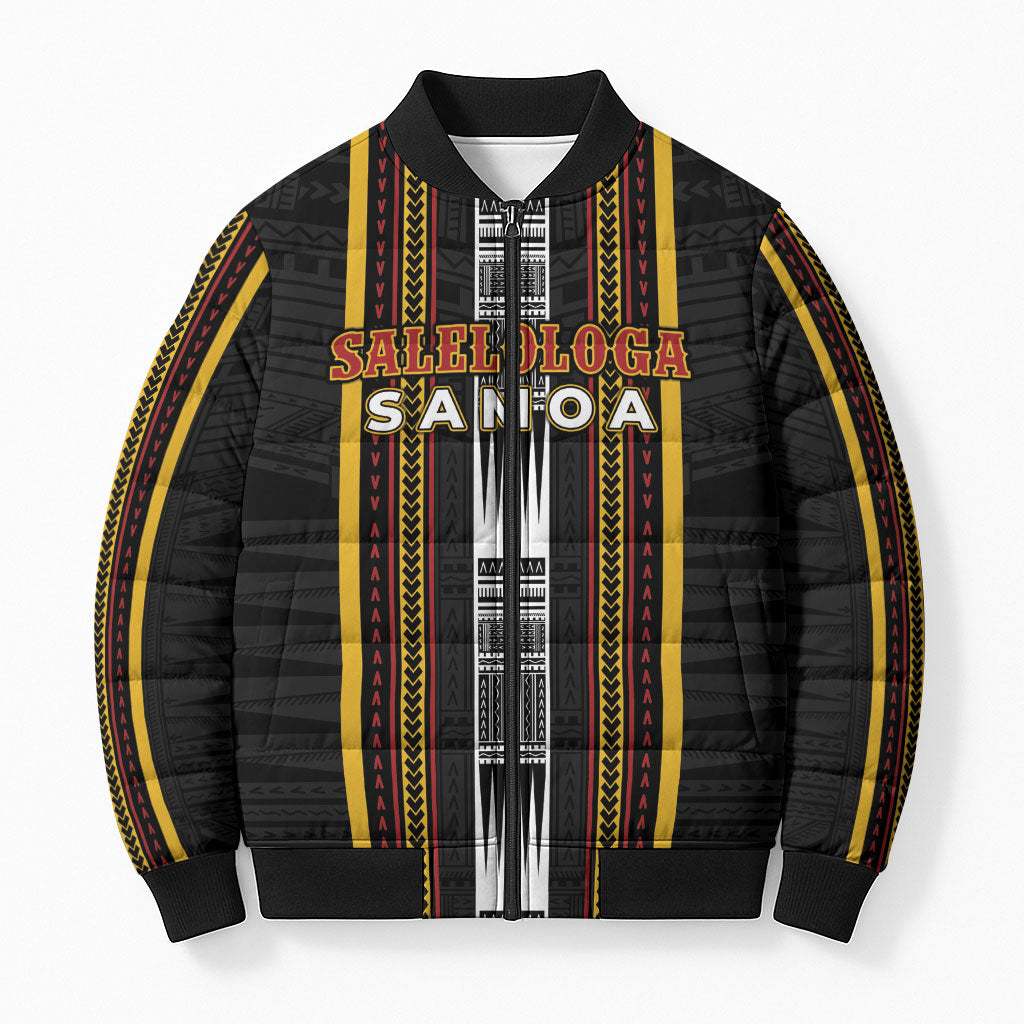 Personalised Salelologa Samoa Bomber Puffer Jacket Samoan Tribal Pattern LT05 Unisex Black - Polynesian Pride