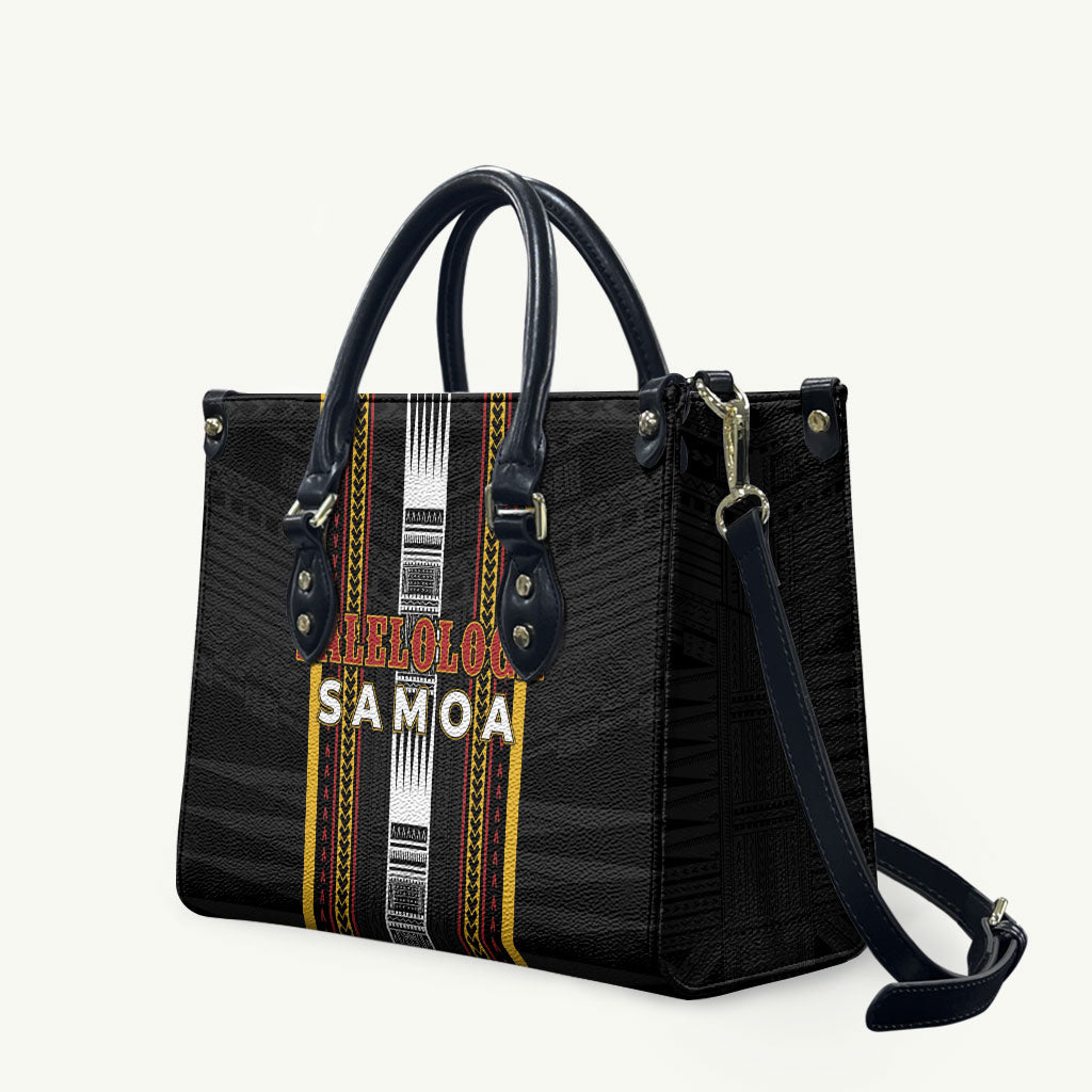 Salelologa Samoa Leather Bag Samoan Tribal Pattern LT05 Black - Polynesian Pride