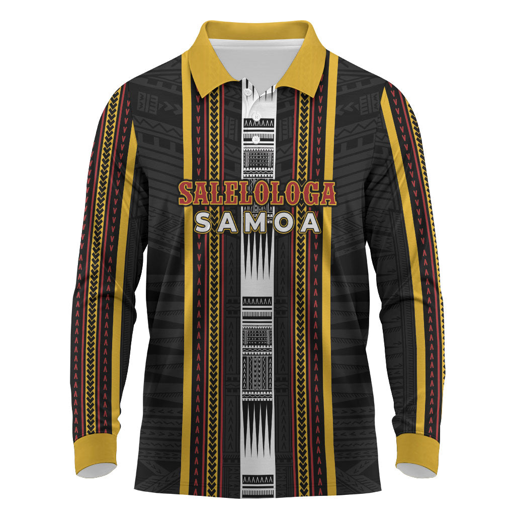 Personalised Salelologa Samoa Long Sleeve Polo Shirt Samoan Tribal Pattern
