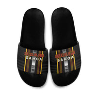 Salelologa Samoa Slide Sandals Samoan Tribal Pattern LT05 Black - Polynesian Pride