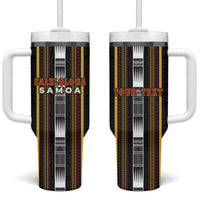 Personalised Salelologa Samoa Tumbler With Handle Samoan Tribal Pattern LT05 One Size: 40 oz Black - Polynesian Pride