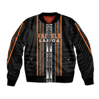 Personalised Vaitele Samoa Bomber Jacket Samoan Tribal Pattern LT05 Unisex Orange - Polynesian Pride