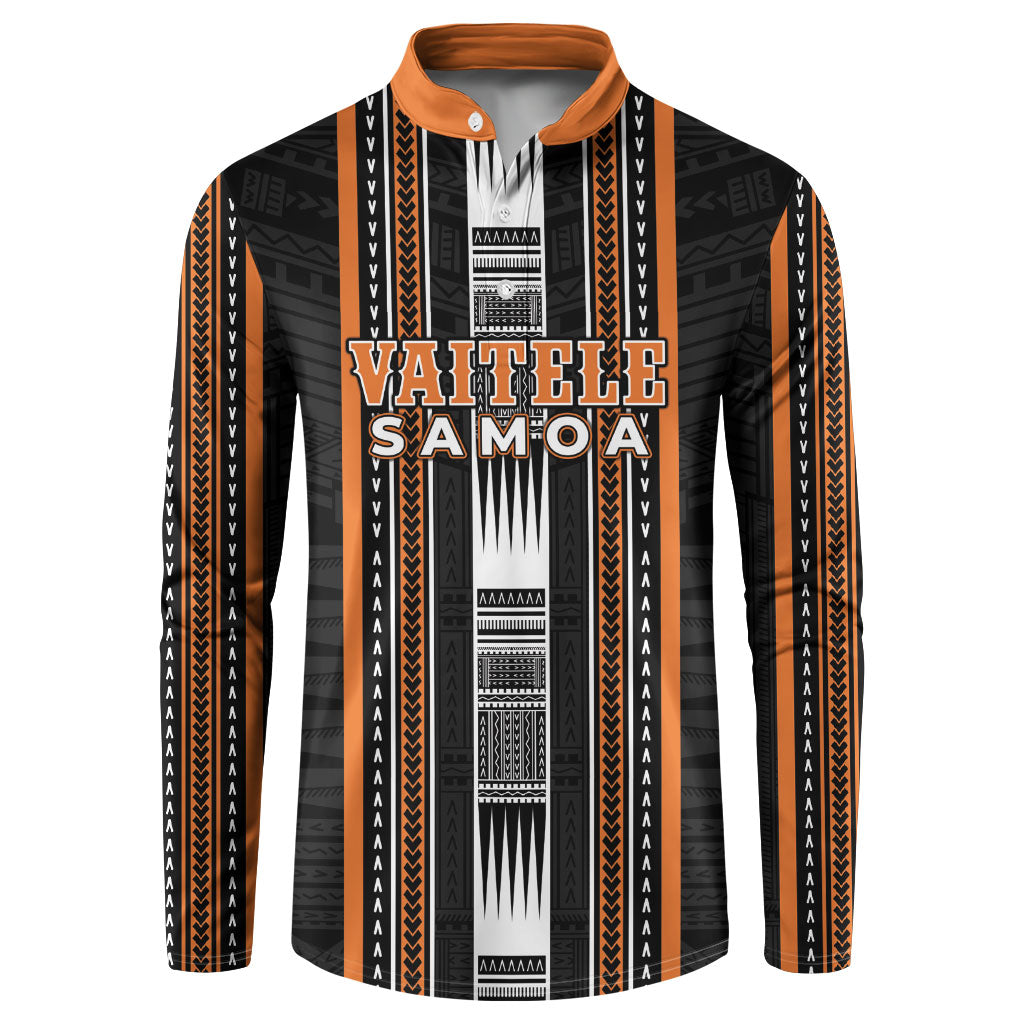 Personalised Vaitele Samoa Button Sweatshirt Samoan Tribal Pattern LT05 Orange - Polynesian Pride