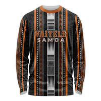 Personalised Vaitele Samoa Long Sleeve Shirt Samoan Tribal Pattern LT05 Unisex Orange - Polynesian Pride
