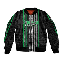 Personalised Siusega Samoa Sleeve Zip Bomber Jacket Samoan Tribal Pattern LT05 Unisex Green - Polynesian Pride