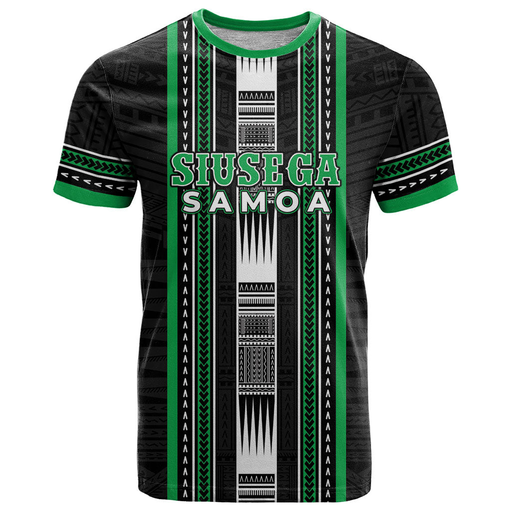 Personalised Siusega Samoa T Shirt Samoan Tribal Pattern LT05 Green - Polynesian Pride