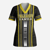 Personalised Faleasiu Samoa Scrub Top Samoan Tribal Pattern LT05 Adult Yellow - Polynesian Pride