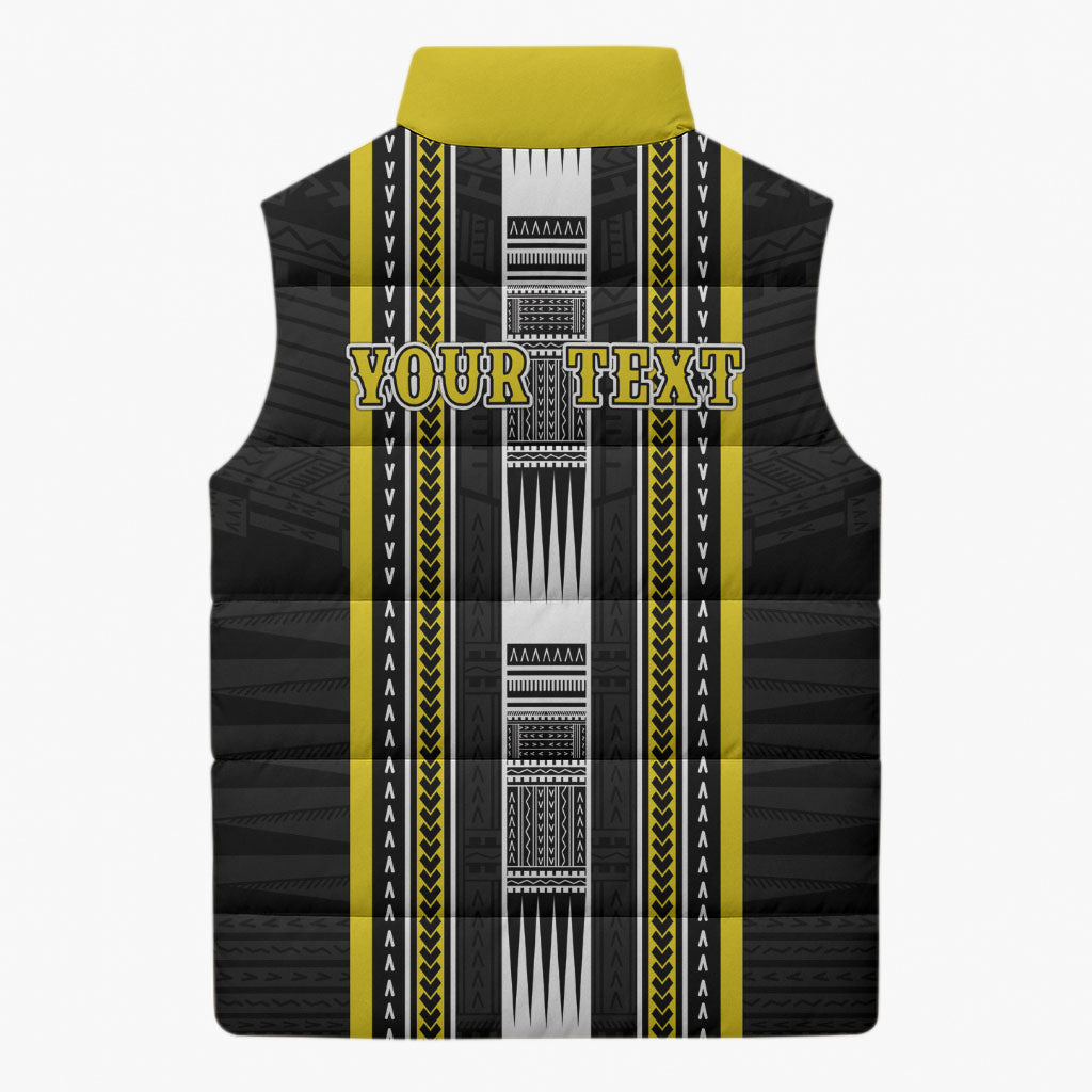 Personalised Faleasiu Samoa Sleeveless Puffer Jacket Samoan Tribal Pattern LT05 - Polynesian Pride