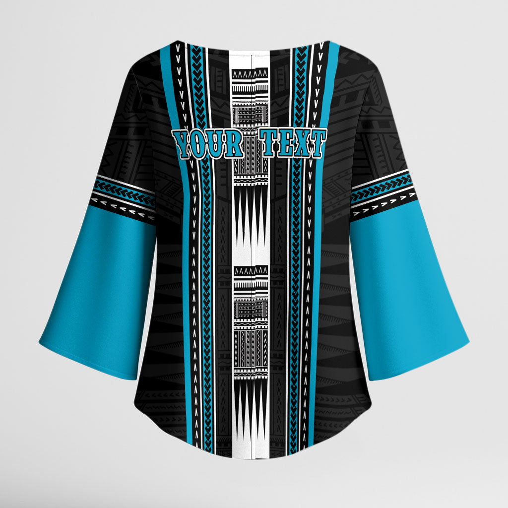 Personalised Faleula Samoa Kimono Sleeve Blouse Samoan Tribal Pattern LT05 - Polynesian Pride