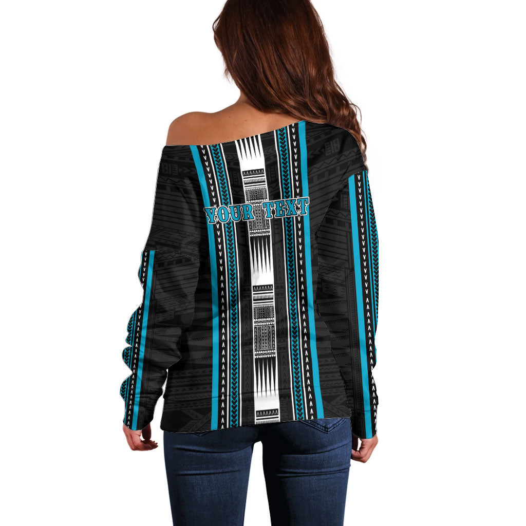 Personalised Faleula Samoa Off Shoulder Sweater Samoan Tribal Pattern LT05 - Polynesian Pride