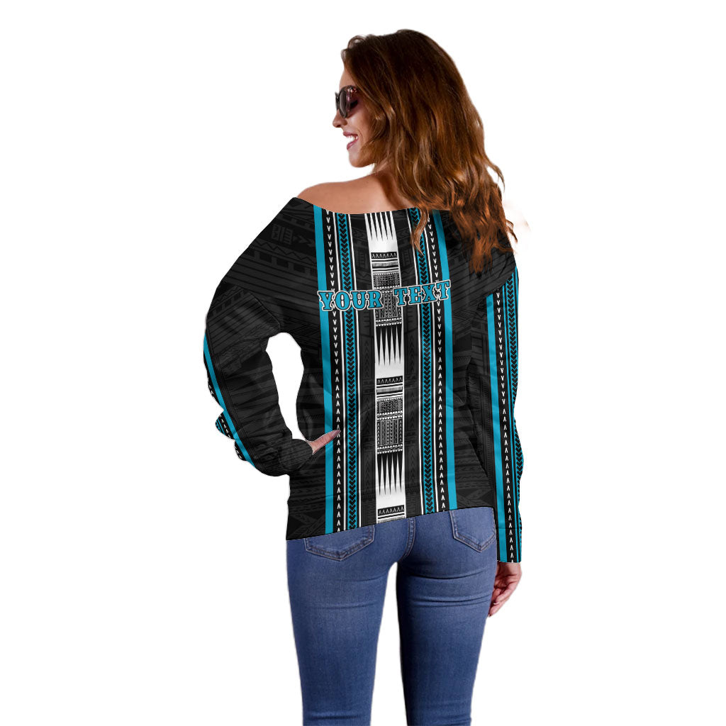 Personalised Faleula Samoa Off Shoulder Sweater Samoan Tribal Pattern LT05 - Polynesian Pride