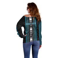 Personalised Faleula Samoa Off Shoulder Sweater Samoan Tribal Pattern LT05 - Polynesian Pride