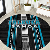 Faleula Samoa Round Carpet Samoan Tribal Pattern LT05 Blue - Polynesian Pride