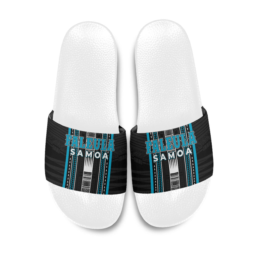 Faleula Samoa Slide Sandals Samoan Tribal Pattern LT05 Blue - Polynesian Pride