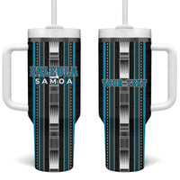 Personalised Faleula Samoa Tumbler With Handle Samoan Tribal Pattern LT05 One Size: 40 oz Blue - Polynesian Pride