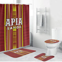 Apia Samoa Bathroom Set Samoan Tribal Pattern LT05 Bathroom Set (4 pcs) Red - Polynesian Pride