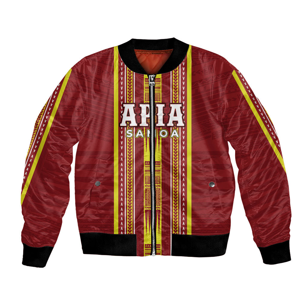 Personalised Apia Samoa Bomber Jacket Samoan Tribal Pattern