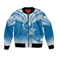 FSM Yap Constitution Day Bomber Jacket Polynesian Batoids LT05 Unisex Blue - Polynesian Pride