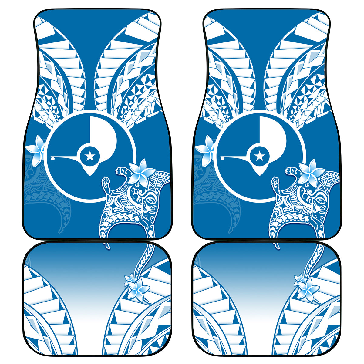 FSM Yap Constitution Day Car Mats Polynesian Batoids LT05 Blue - Polynesian Pride