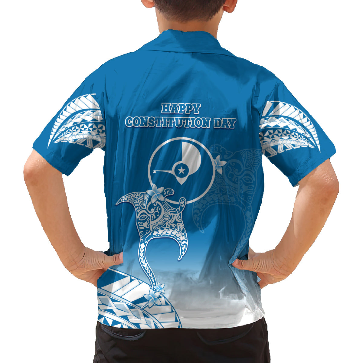FSM Yap Constitution Day Family Matching Puletasi Dress and Hawaiian Shirt Polynesian Batoids LT05 - Polynesian Pride