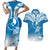 Personalised FSM Yap Constitution Day Couples Matching Short Sleeve Bodycon Dress and Hawaiian Shirt Polynesian Batoids LT05 Blue - Polynesian Pride