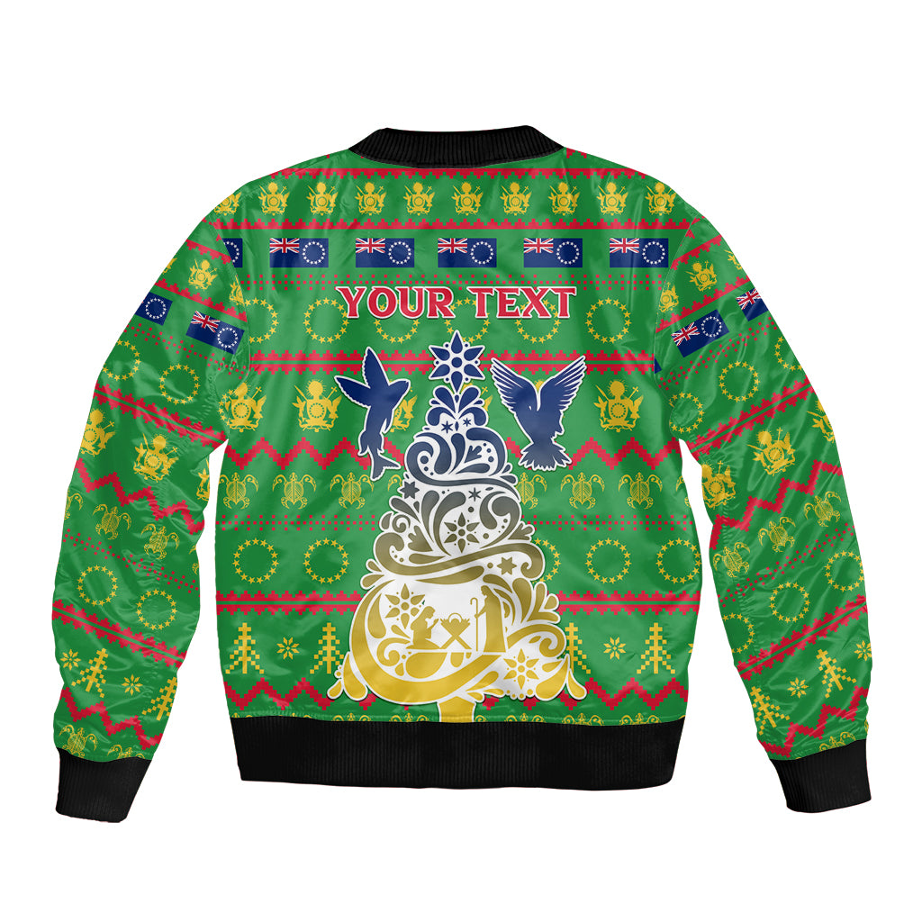 Personalised Cook Islands Christmas Bomber Jacket Santa Coat Of Arms Meri Kiritimiti LT05 - Polynesian Pride