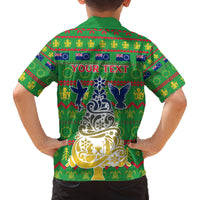 Personalised Cook Islands Christmas Family Matching Summer Maxi Dress and Hawaiian Shirt Santa Coat Of Arms Meri Kiritimiti LT05 - Polynesian Pride