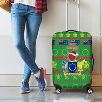 Cook Islands Christmas Luggage Cover Santa Coat Of Arms Meri Kiritimiti LT05 - Polynesian Pride