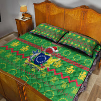 Cook Islands Christmas Quilt Bed Set Santa Coat Of Arms Meri Kiritimiti LT05 - Polynesian Pride