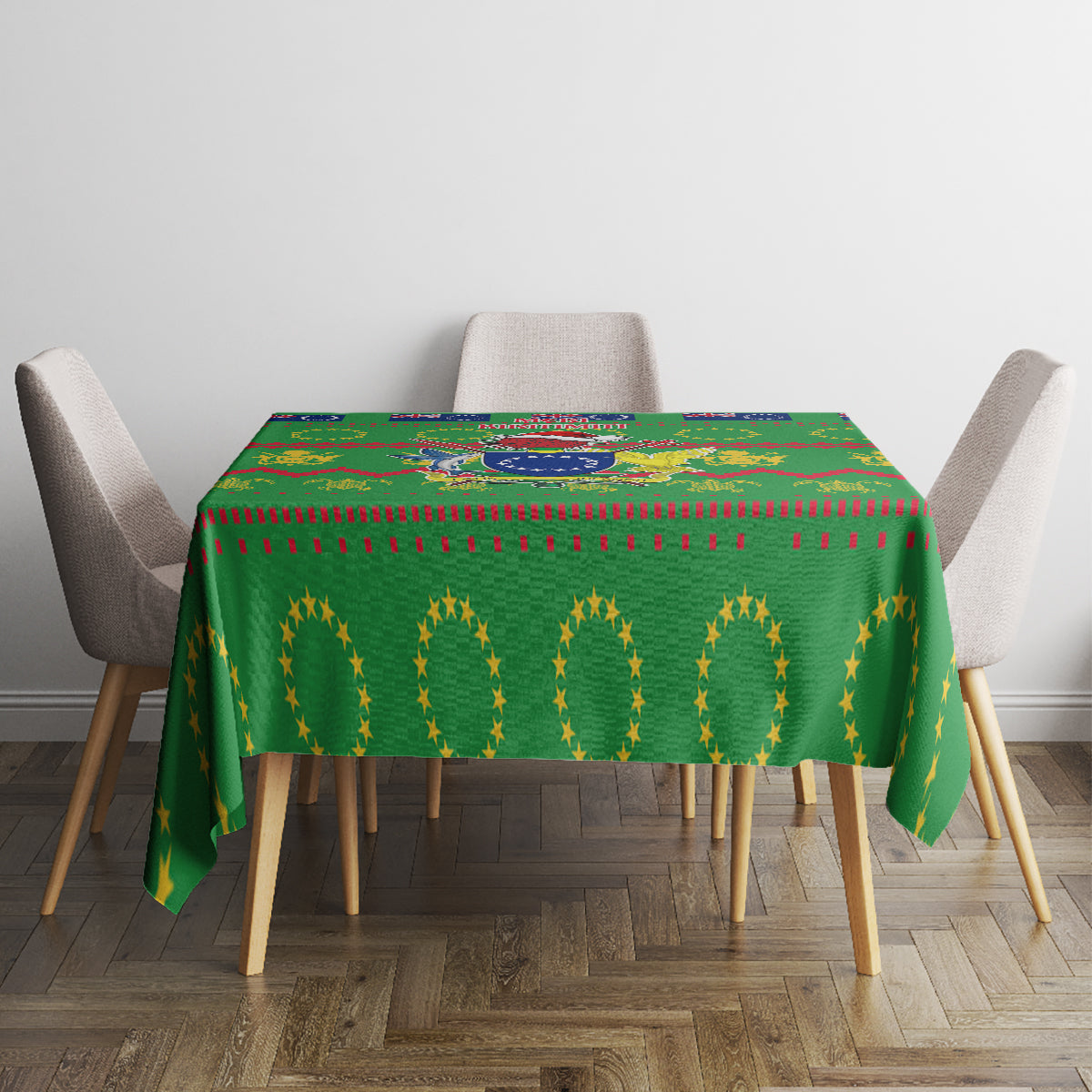 Cook Islands Christmas Tablecloth Santa Coat Of Arms Meri Kiritimiti LT05 - Polynesian Pride
